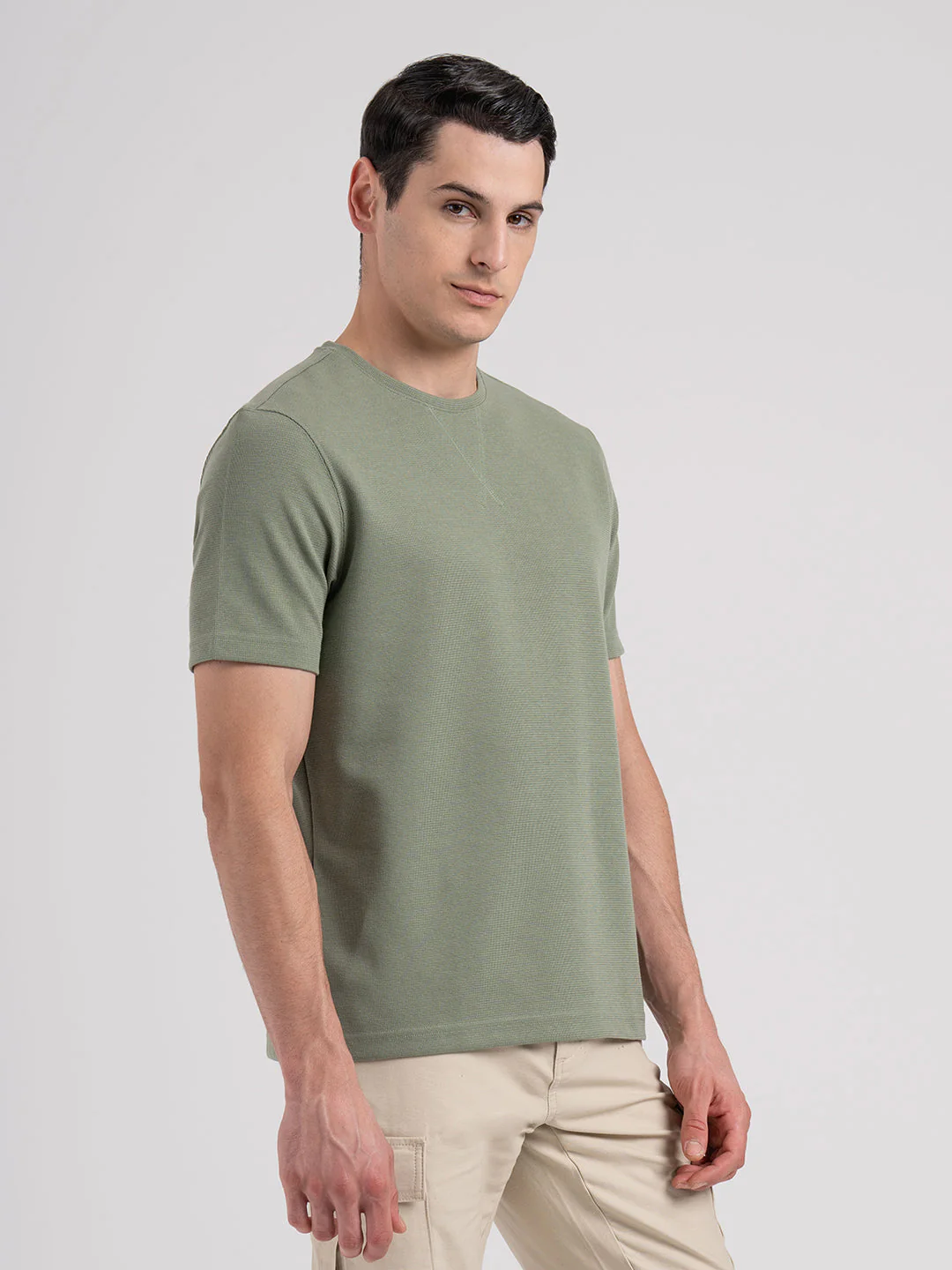 Structured Round Neck T-Shirt for Men | Stylish & Comfortable Everyday Wear - Image 2