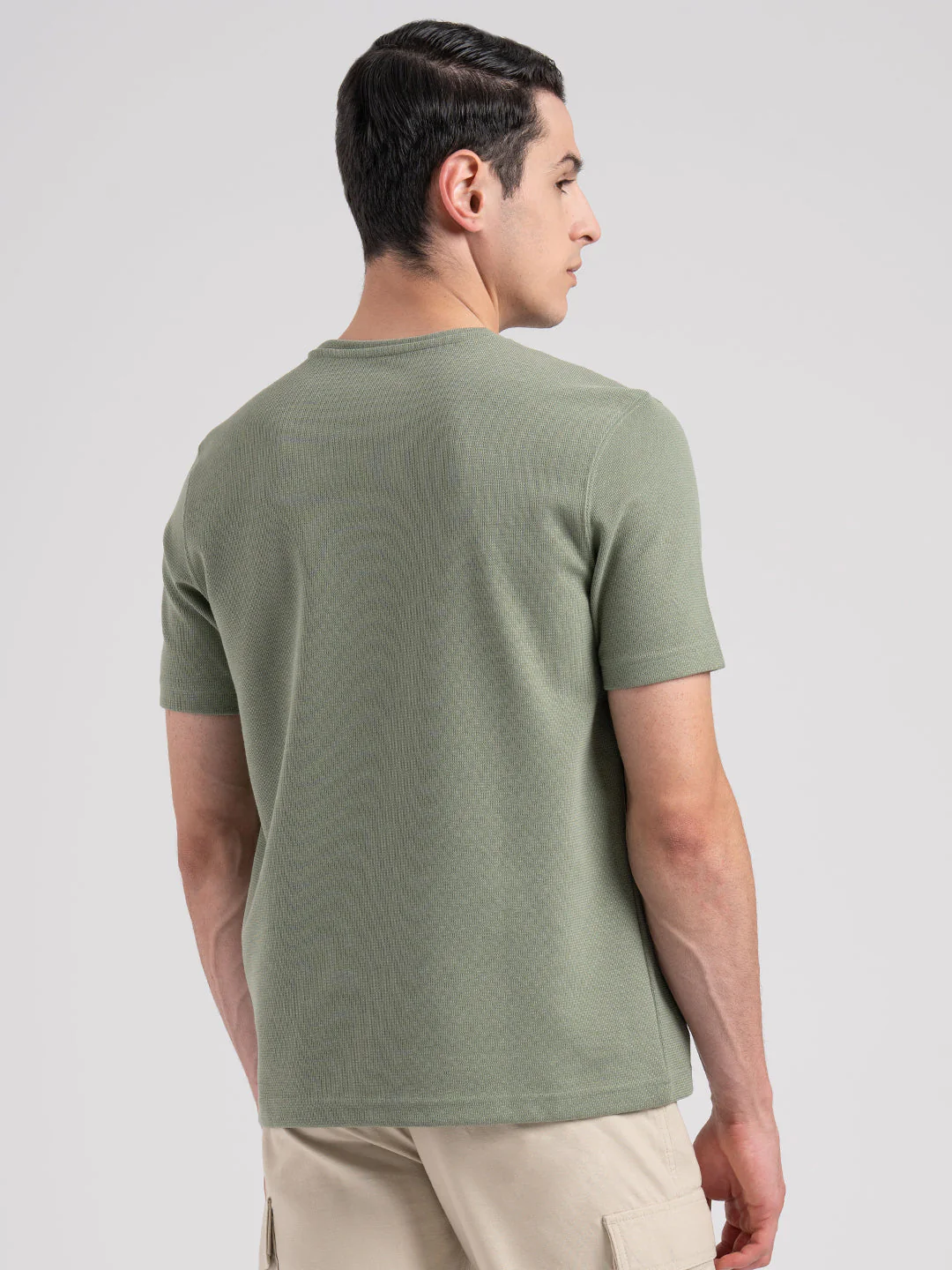 Structured Round Neck T-Shirt for Men | Stylish & Comfortable Everyday Wear - Image 3