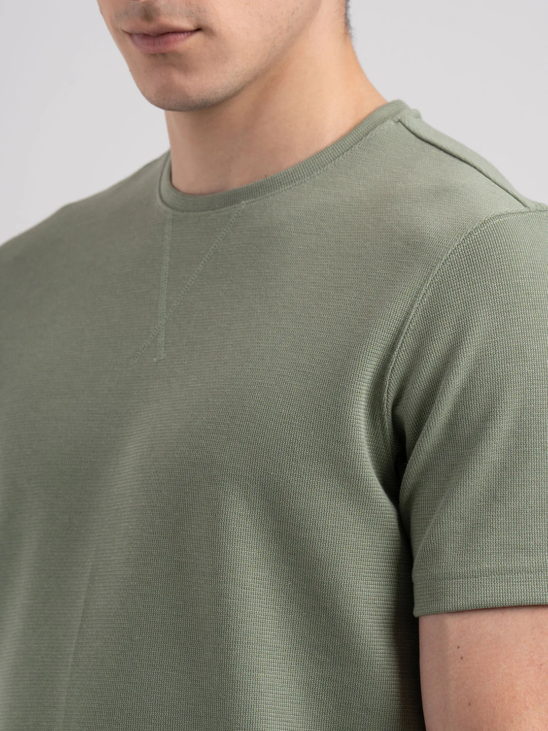 Structured Round Neck T-Shirt for Men | Stylish & Comfortable Everyday Wear - Image 4